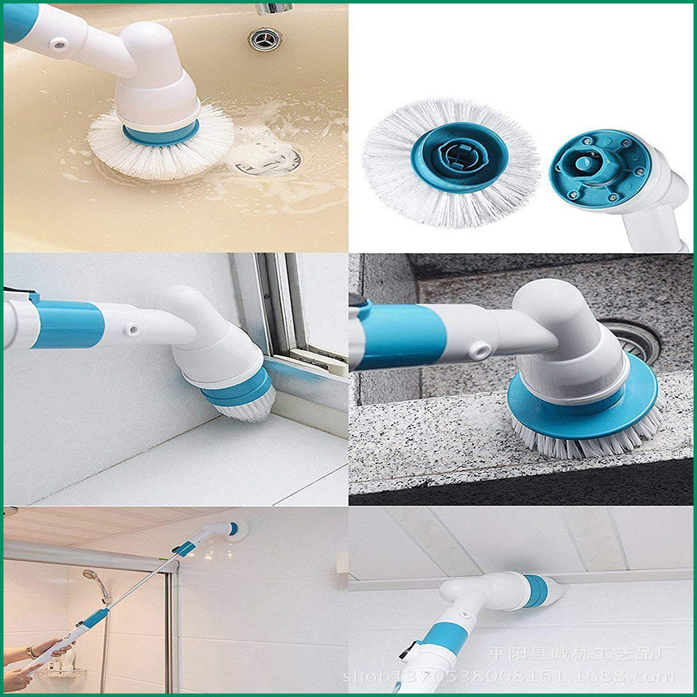 Electric Cordless Spin Scrubber – Turbo Power Cleaning Brush with 3 Heads & Extension Arm