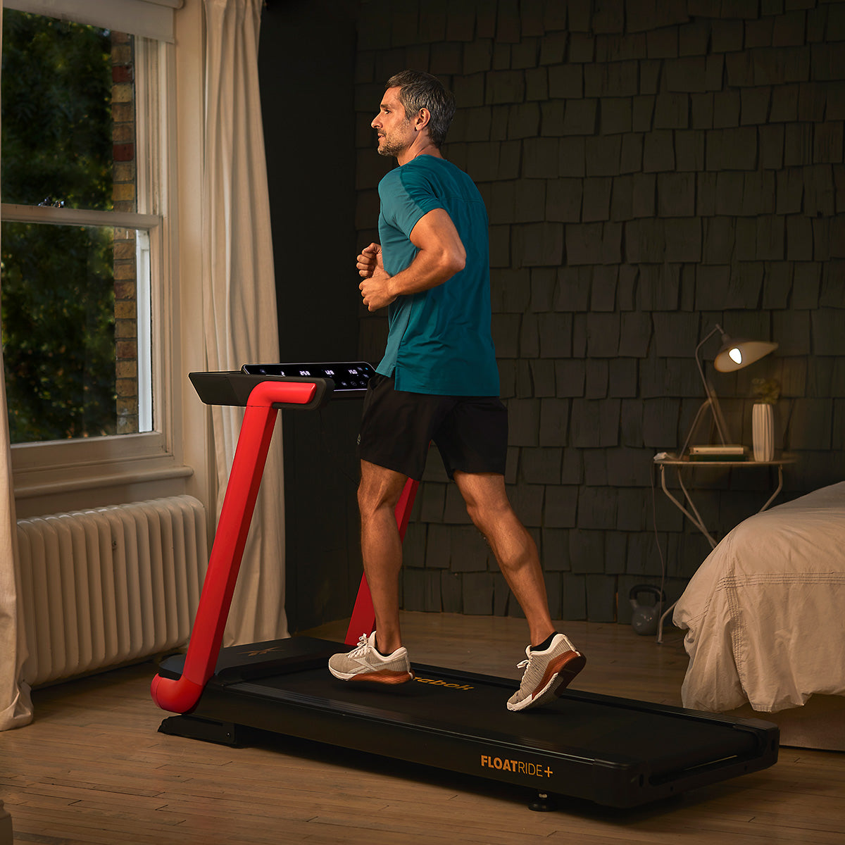 Reebok FR20z Floatride Treadmill – 2.25HP Smart Home Treadmill with Bluetooth, 15-Level Incline & Cushioned Deck (Red)