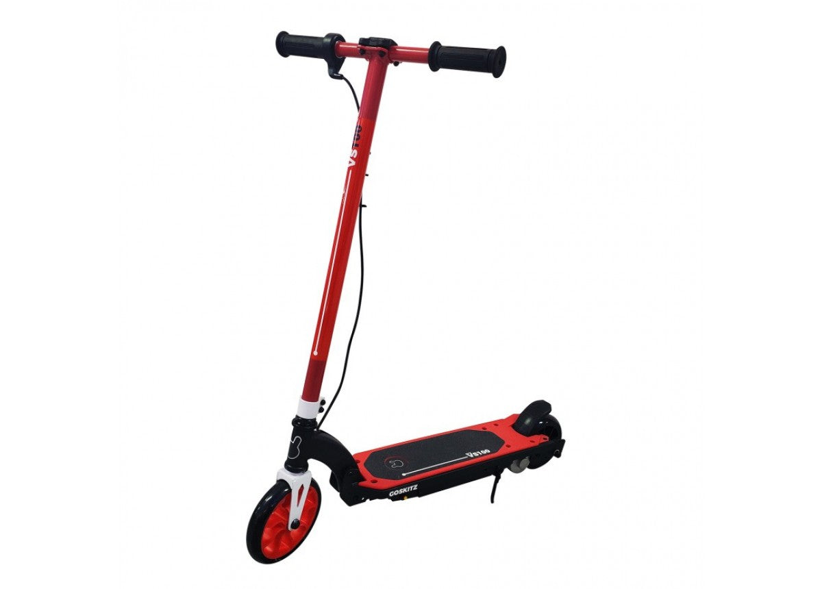 Battery-powered kids e-scooter with foot brake and sturdy wheels