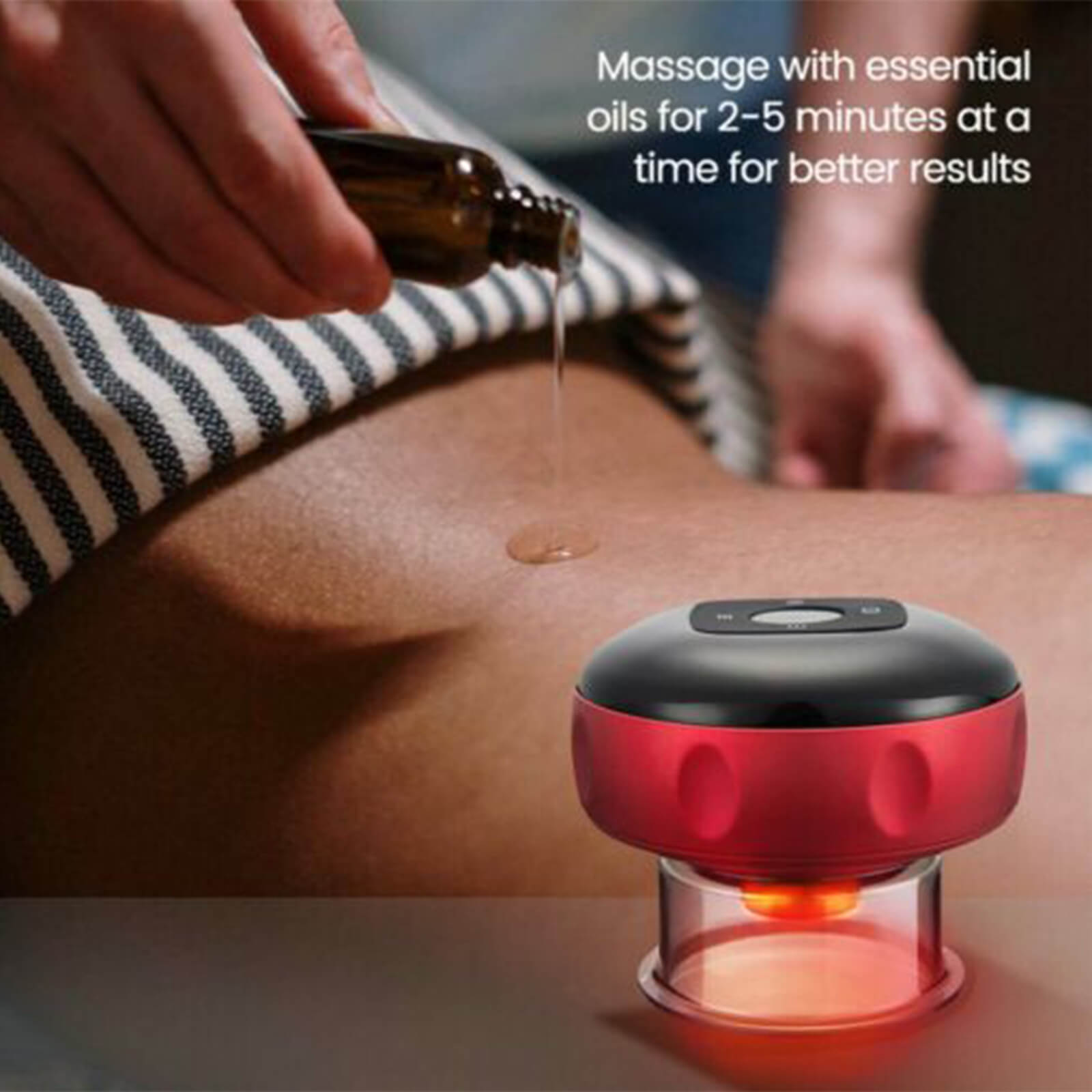 12-Level Smart Cupping Device Showing Heat & Suction Panel