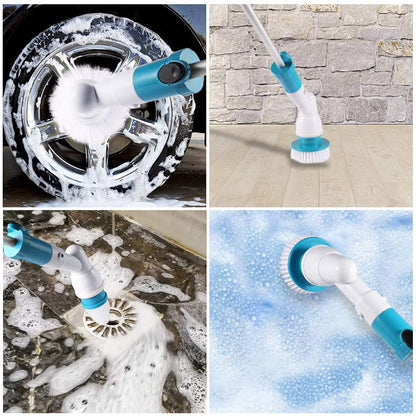 Electric Cordless Spin Scrubber – Turbo Power Cleaning Brush with 3 Heads & Extension Arm